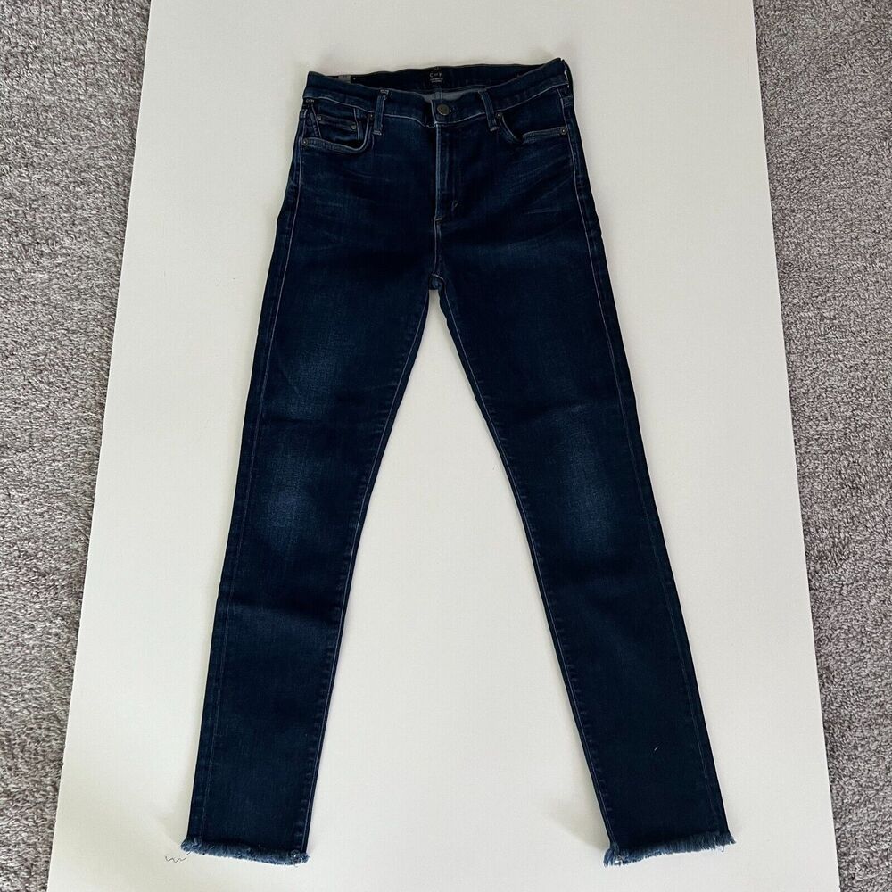 Citizens of Humanity Rocket Jeans Size 27x28 Women High Rise Skinny Raw Hem Dark - Picture 2 of 9